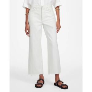 Madewell Low-Slung Baggy Crop Jeans WMNS 28 White Denim Rigid Button Fly Raw hem